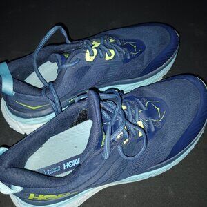 Hoka Bright Navy Athletic Shoes with Hot Green Trim Size 11